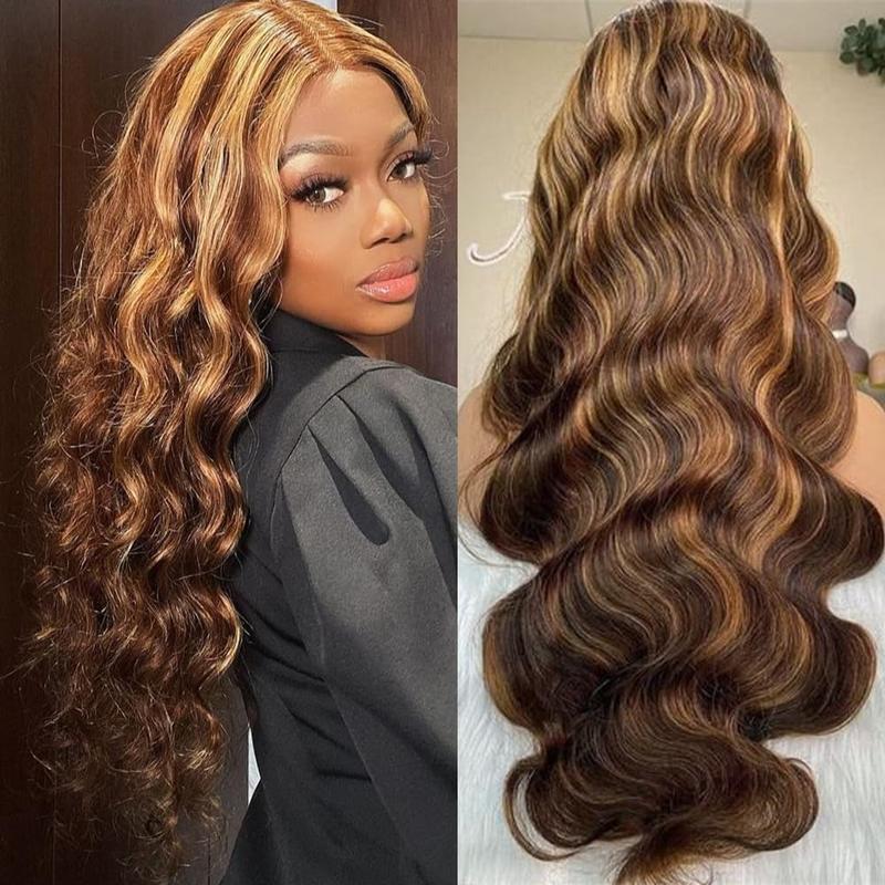 Honey Blonde Lace Front Wig Human Hair 13x6 HD Transparent Lace Frontal Wigs Human Hair Highlight Ombre 4 27 Lace Front Wigs Human Hair Wigs for Black Women Pre Plucked with Baby Hair