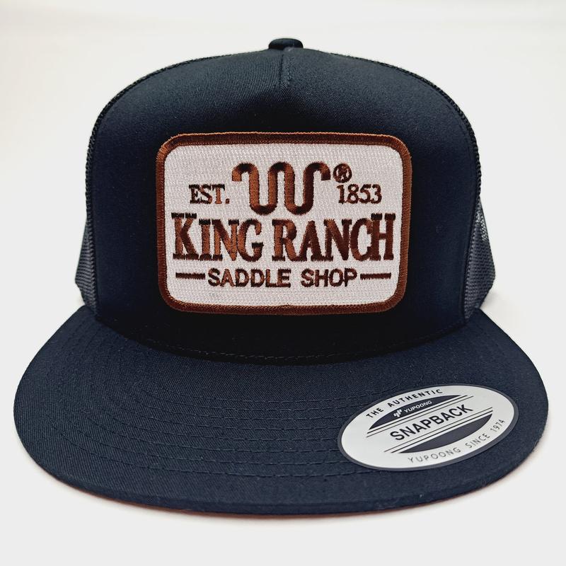 King Ranch Flat Bill Mesh Trucker Snapback Hat Cap Black Embroidered Patch - Perfect Christmas Gift Idea for Men, Women and Kids