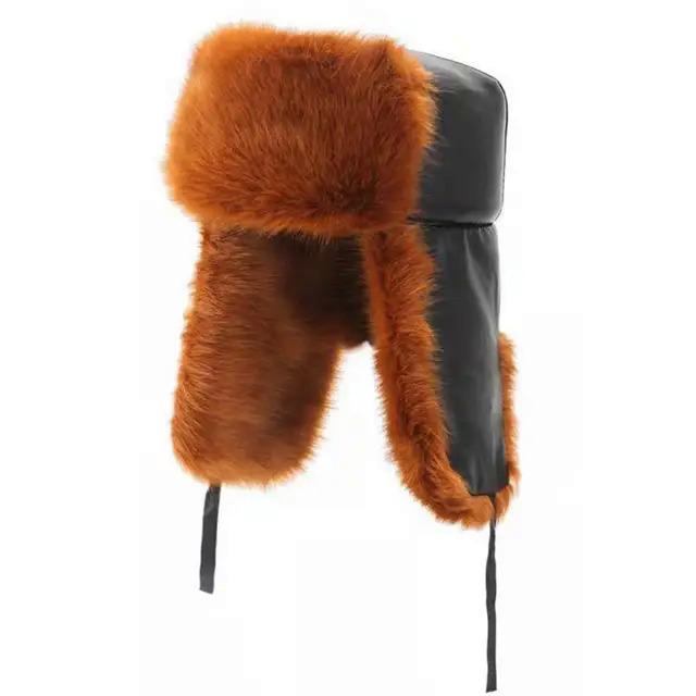 Russian Ushanka Trooper Hats Women Men Winter Outdoor Riding Faux Fur Cossack Cap Thick Lei Feng Hat Warm Soft Earmuff