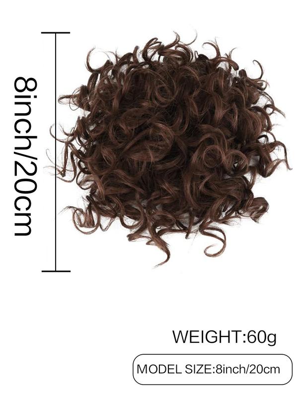 8 Inch Curly Synthetic Hair Bun, Natural Fluffy Hair Bun with Drawstring, Heat Resistant Synthetic Hairpiece for Women & Girls for Daily & Party Hairstyle Ideas