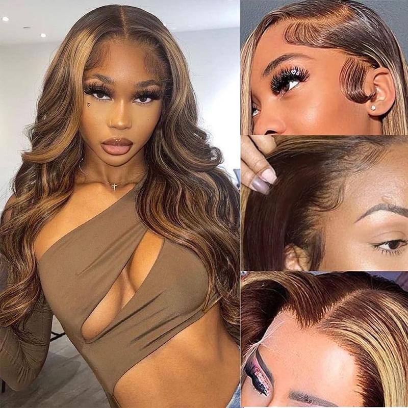 Honey Blonde Lace Front Wig Human Hair 13x6 HD Transparent Lace Frontal Wigs Human Hair Highlight Ombre 4 27 Lace Front Wigs Human Hair Wigs for Black Women Pre Plucked with Baby Hair