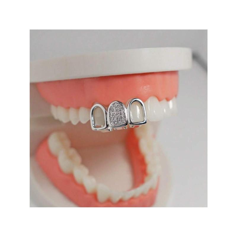 1 count Hip Hop Fashion Hollowed-Out Grillz Three Teeth Personality Accessories Trend Grillz Both Men Women