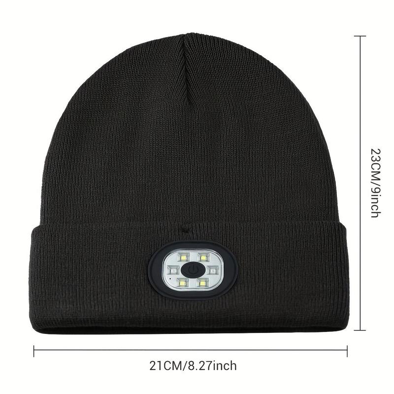 Led Light Beanie Hat, 1 Count Lightweight Warm Knit Hat with Light, Usb Rechargeable Stretchable Knit Cap for Night-time Safety, Led Beanie Hat for Men & Women, Camping Accessories, Christmas, Christmas Gift