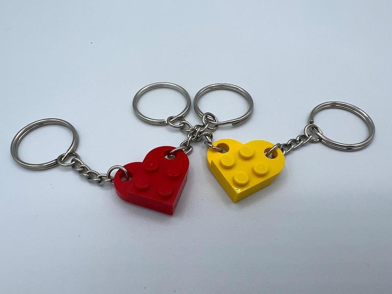 Brick Heart Keychain Set - Matching keychains, Gift Set for Couples, Best Friends - Very High Quality & DURABLE, Genuine, Building Blocks | Valentine's Day | Gifts for Him | Gifts for Her