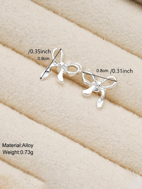 Cute Bow Decor Stud Earrings, Fashionable Summer Jewelry for Women & Girls, Casual Jewelry for Party, Daily Clothing Decor, Trendy All-match & Exquisite Jewelry for Birthday Gift