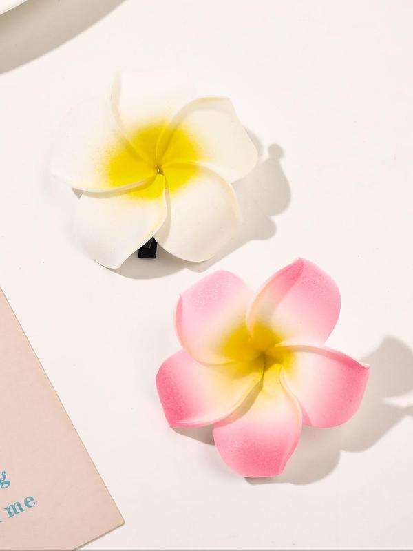 Fashionable Flower Design Hair Clip (2pcs), Casual Simple Plain Color Hair Accessories for Women, Cute Lovely Hairwear for Daily Used