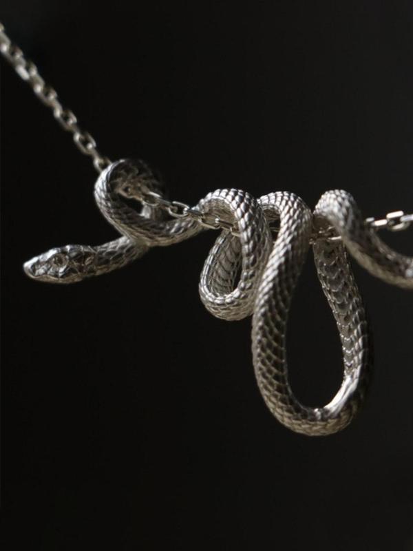 Punk Style Snake Design Pendant Necklace, Fashionable Chain Necklace for Party, Daily Clothing Decor for Girl, Trendy All-match & Exquisite Jewelry