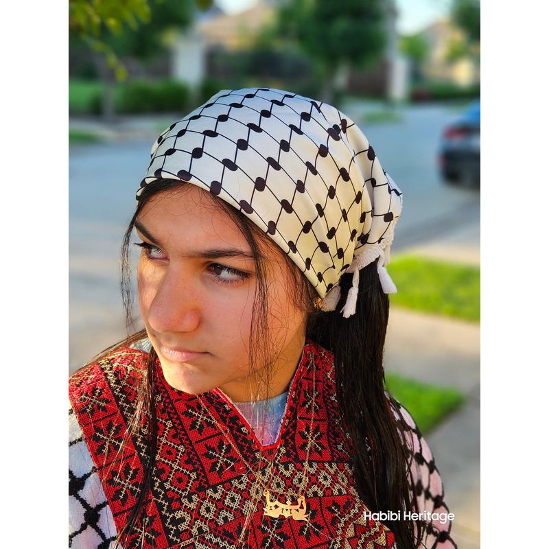 Keffiyeh Hatta Hair Head Scarf Bandana with Lace