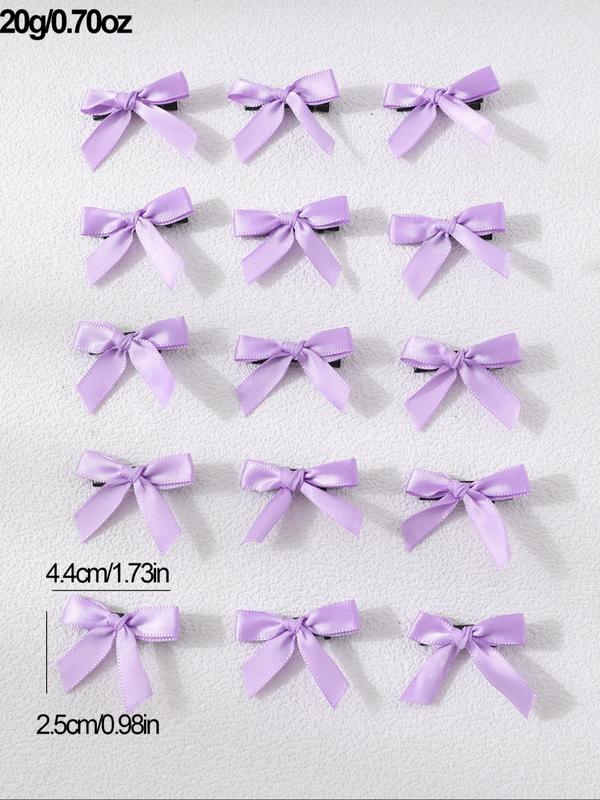 Sweet Bow Decor Hair Clips, 15pcs Cute Hair Accessories for Women & Girls, Plain Color Temperament Bangs Clip for Party, Daily Clothing Decor