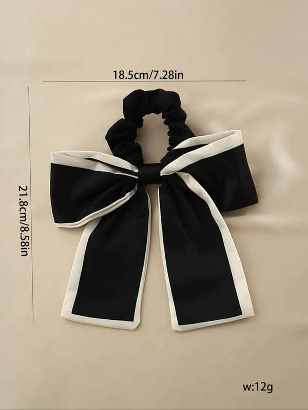 Women's Elegant Large Bowknot Design Hair Tie (2pcs), Sweet Contrast Binding Design Hair Tie, Fashionable Hair Accessories for Women & Girls