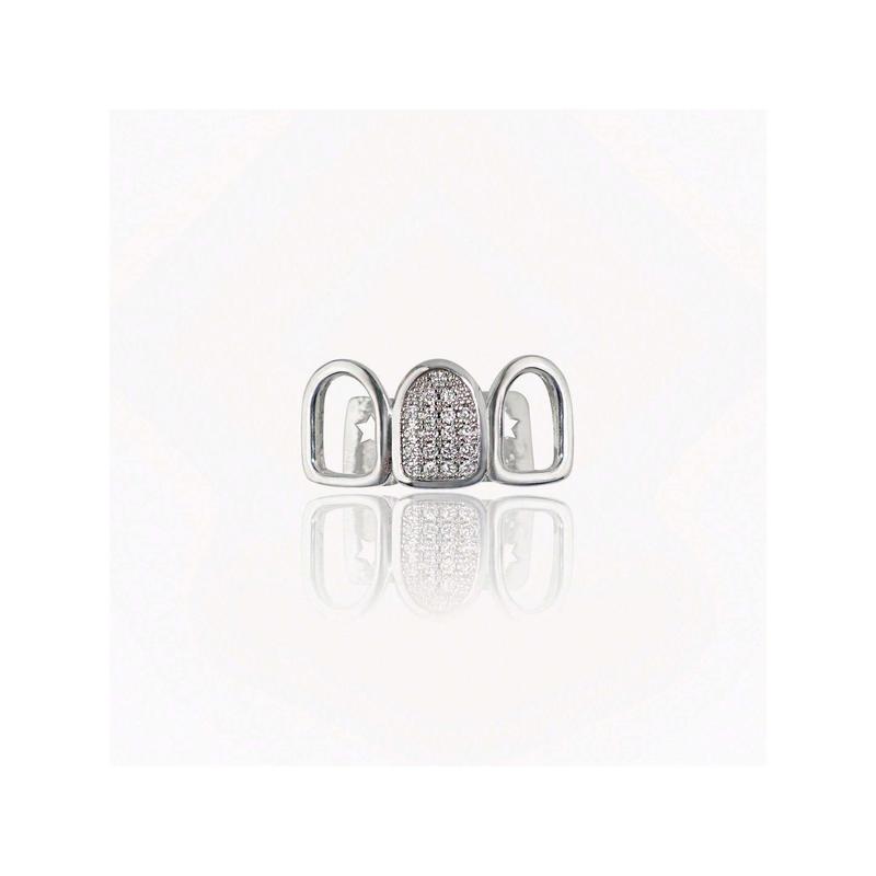 1 count Hip Hop Fashion Hollowed-Out Grillz Three Teeth Personality Accessories Trend Grillz Both Men Women