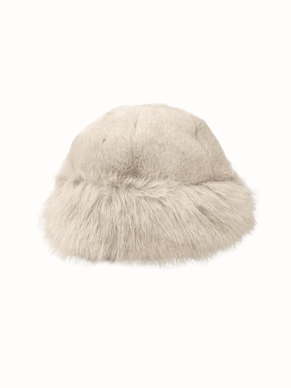 Women's Solid Color Thickened Faux Fur Bucket Hat, Casual Warm Fisherman Hat for Fall & Winter, Fashion Accessories for Women & Girls