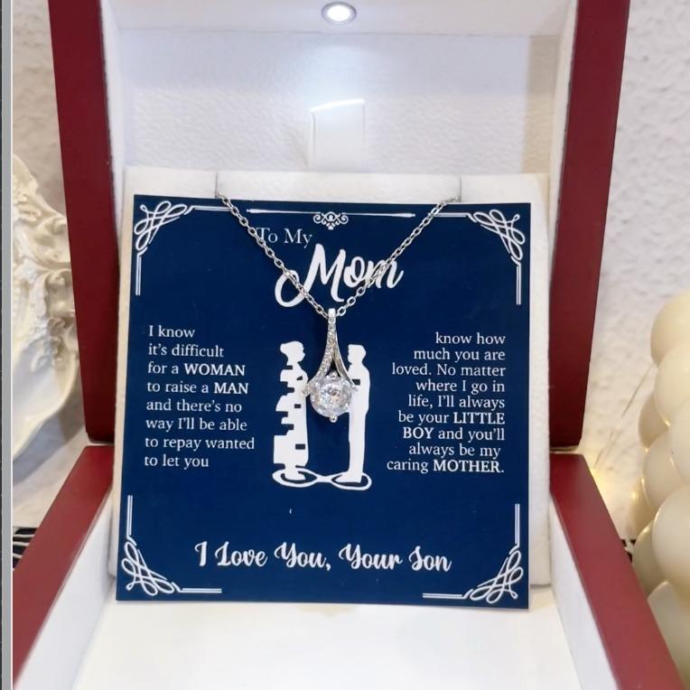 To My Mom Message Necklace, Jewelry Present, Anniversary Necklace, Gift for Mom, Anniversary Necklaces, Love Your Husband Gift, Birthday Christmas Gift For Mother Message Cards Jewelry