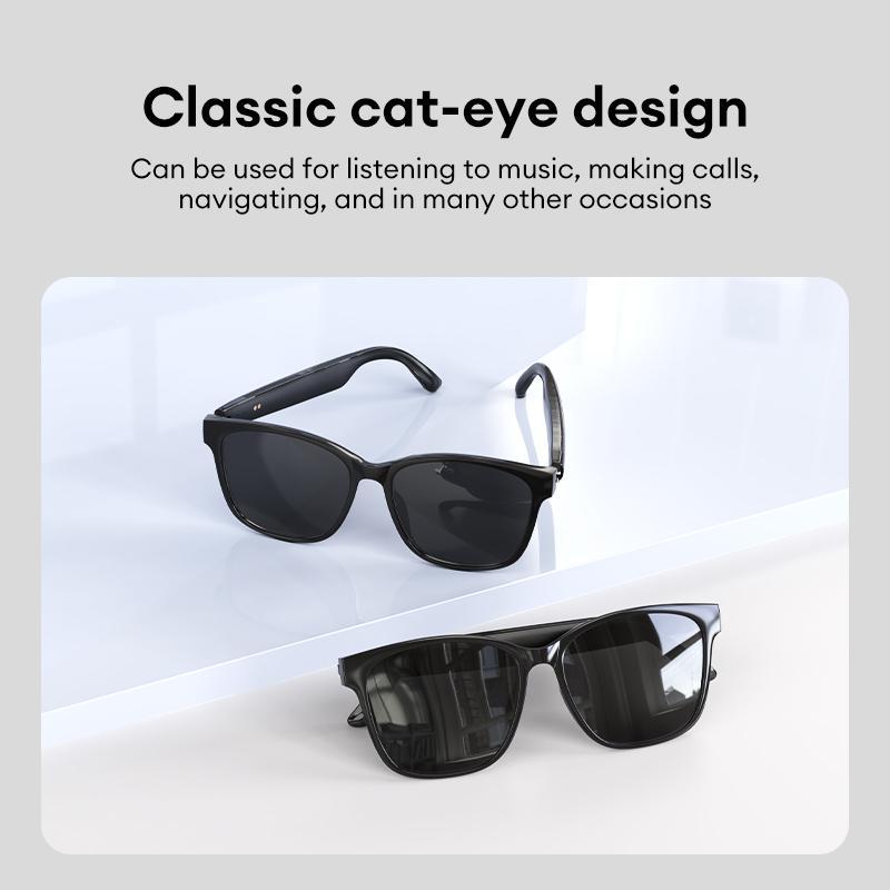 HYUNDAI HY-C8 Wireless Smart Glasses, Cat Eye Design USB Rechargeable Smart Sunglasses, Bluetooth-compatible Multifunctional Easy Touch Operation Glasses for Women & Men