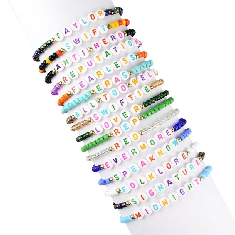 Friendship Bracelet Set 16-Piece Lover Album Tour Folklore Reputation Singer Friendship Musician Gift for Girlfriend and Fans