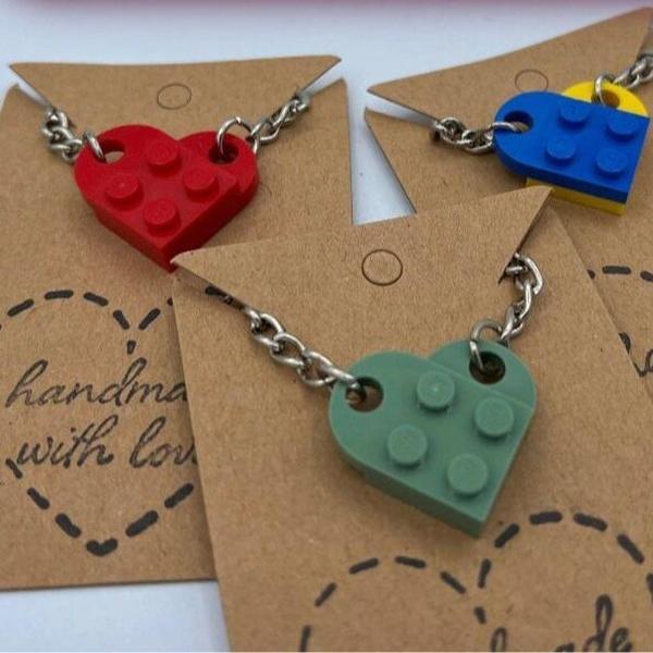 Brick Heart Keychain Set - Matching keychains, Gift Set for Couples, Best Friends - Very High Quality & DURABLE, Genuine, Building Blocks | Valentine's Day | Gifts for Him | Gifts for Her