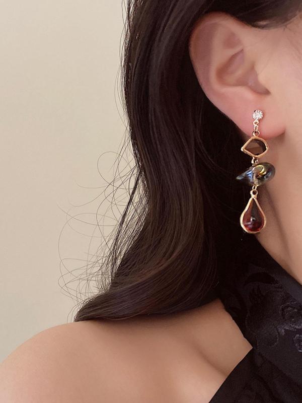 Vintage Geometric Asymmetry Design Dangle Earrings, 2024 New Style Fashion Jewelry for Party, Daily Clothing Decor, Trendy All-match & Exquisite Jewelry for Birthday Gift