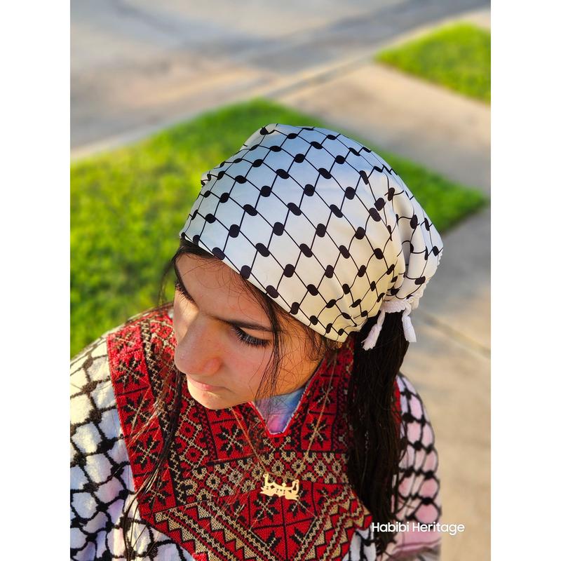 Keffiyeh Hatta Hair Head Scarf Bandana with Lace