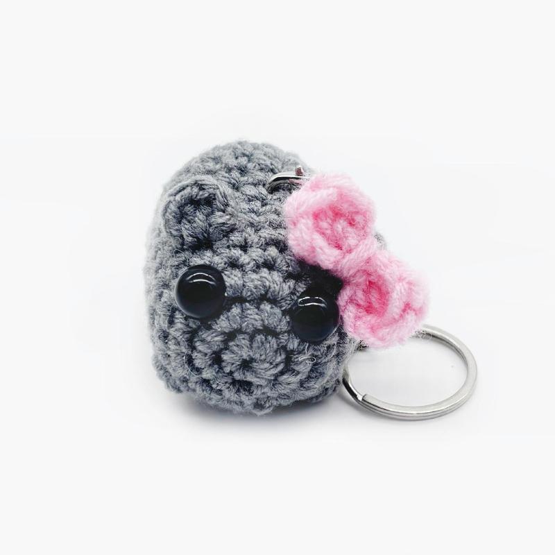 Sad Hamster Meme Plush with Sound Keychain,Crochet Handmade Musical Sad Hamster Knitting Doll,  Cute Handwoven Doll Tiny Stuffed Animal,  Unique Perfect  Gift for Kids Adults Girlfriend christmas 2024 ornament