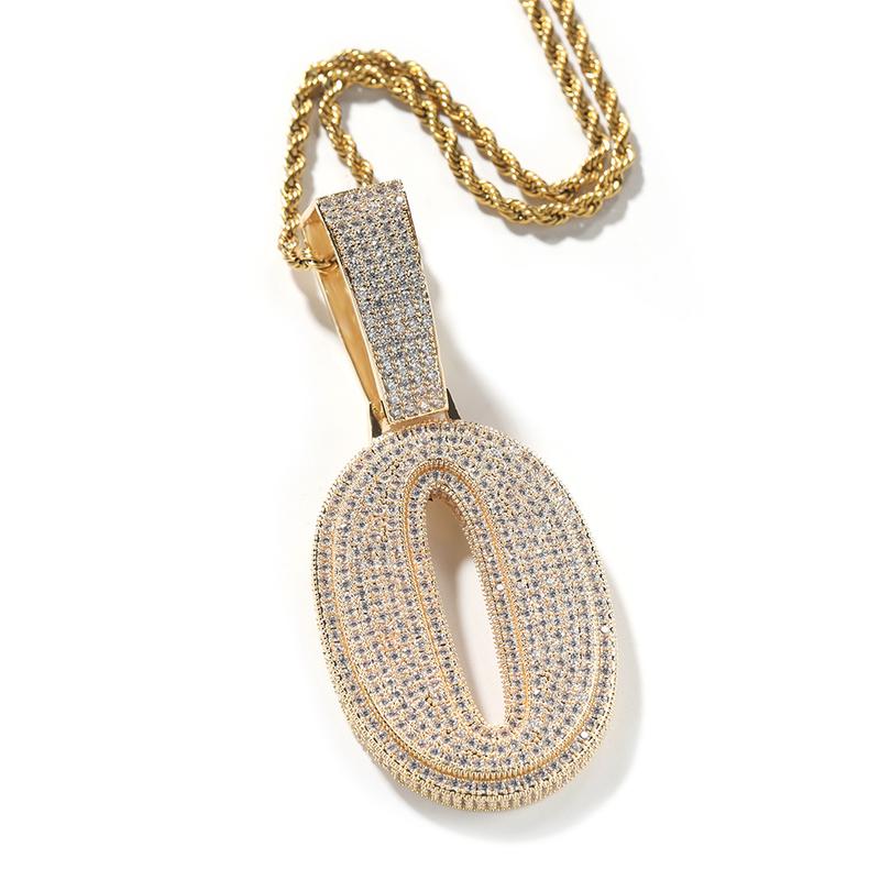 Large iced out Number 1-9  zircon pendant For diy Hip Hop Couple jewelry for Man Women