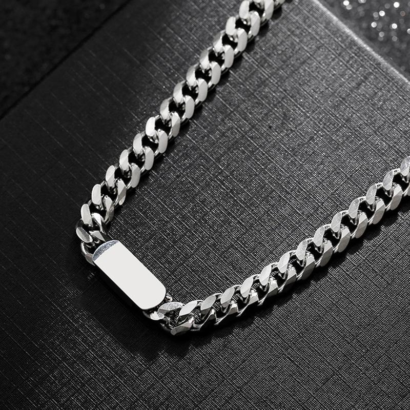 Men Chunky Miami Cuban Chain Necklace,7mm Width, 18 20inch Length,Silver Stainless Steel-Jewelry Gift for Him