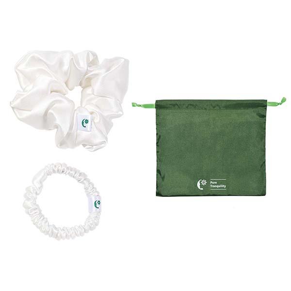 Pure Silk Scrunchies set:  Pure Tranquility Silk Scrunchies are the safest way to style and care for your hair.