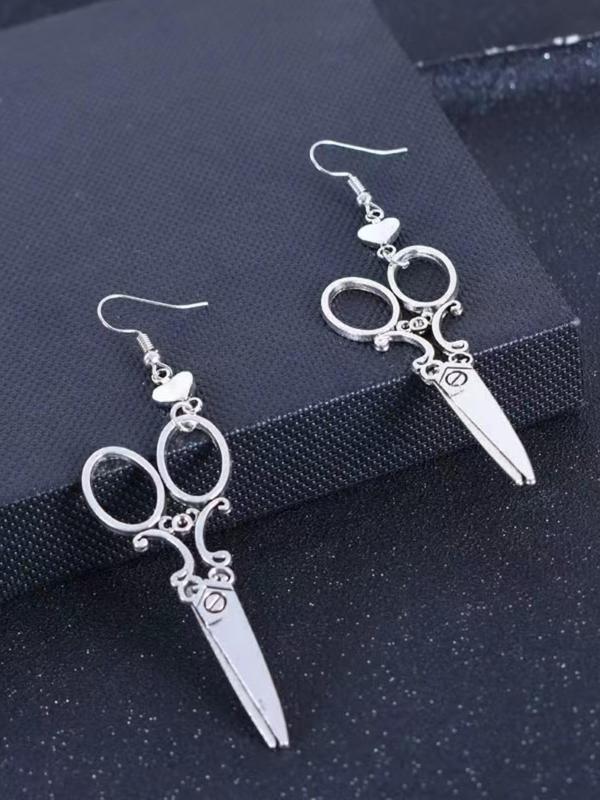 Hear Scissors Shaped Dangle Grunge Earrings, 1 Pair Creative Alloy Ear Matching Jewelry for Women, Simple Y2k Style Vintage Fashion Streetwear Goth Accessories for Party, Club