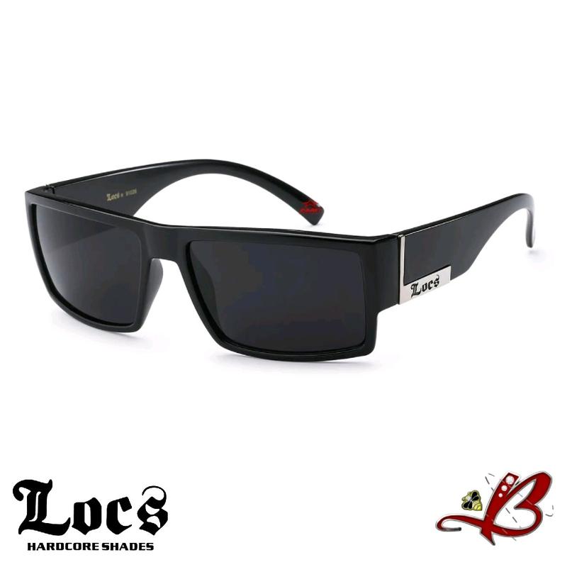 Locs OG Square Gangster Lowrider Sunglasses Street Smoke Black Frame Dark Lens Silver Accent  Full Rim Shades |Original & Authentic Locs