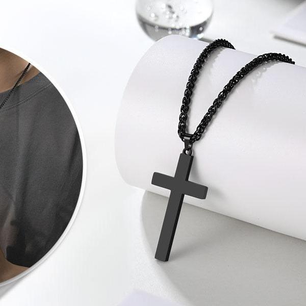 Cross Necklace for Men,Easter Birthday Valentine's Day Christmas Gifts for Son Grandson Nephew Brother Boyfriend Man