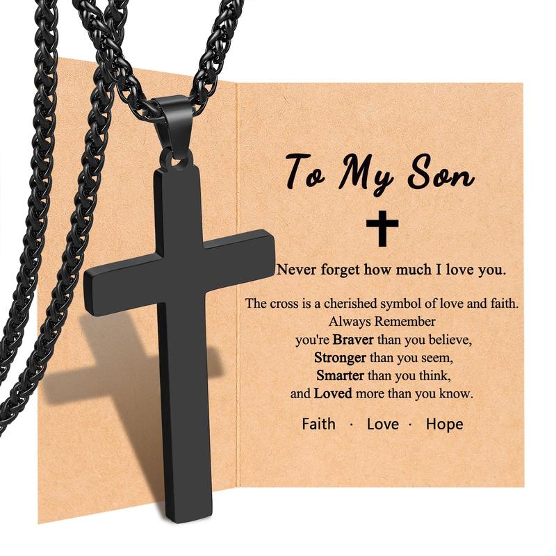 Cross Necklace for Men,Easter Birthday Valentine's Day Christmas Gifts for Son Grandson Nephew Brother Boyfriend Man