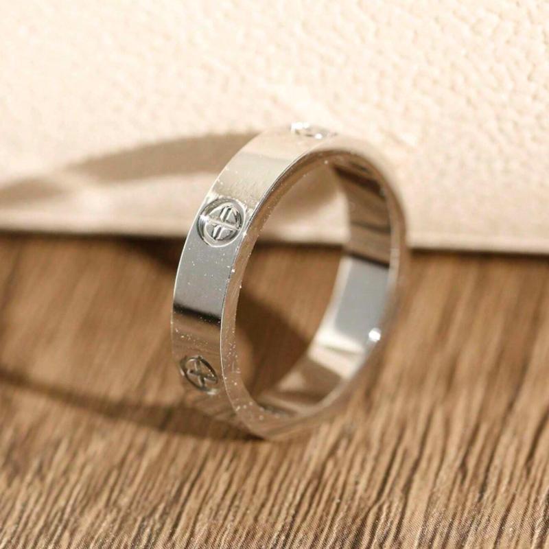 Fashionable Minimalist Stainless Steel LOVE Ring, Delicate Couple Ring For Men & Women, Suitable For Daily Wear