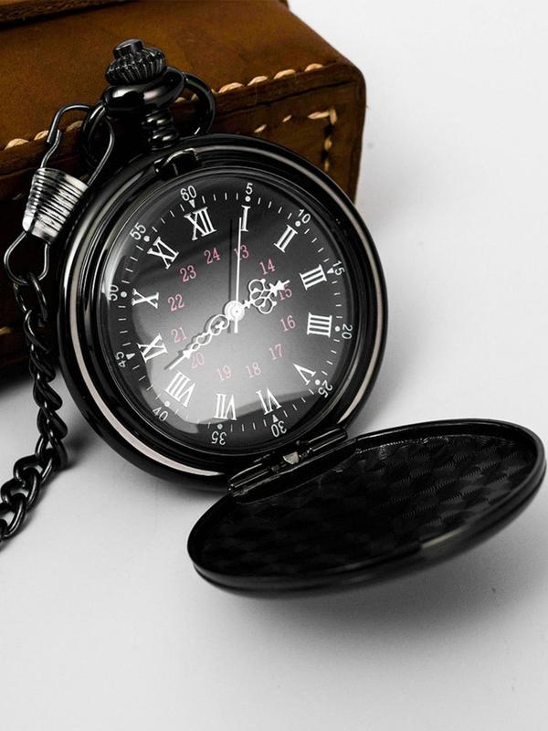 Men's Vintage Round Dial Quartz Pocket Watch, Fashion Chain Design Flip Watch for Party Decor, Trendy All-match & Exquisite Watch for Birthday Gift without Box