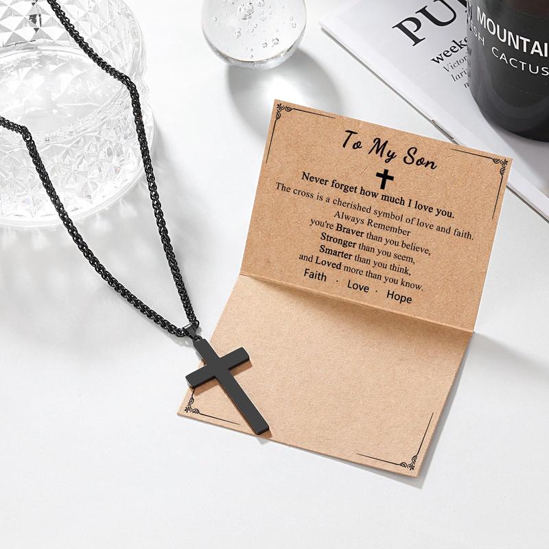 Cross Necklace for Men,Easter Birthday Valentine's Day Christmas Gifts for Son Grandson Nephew Brother Boyfriend Man