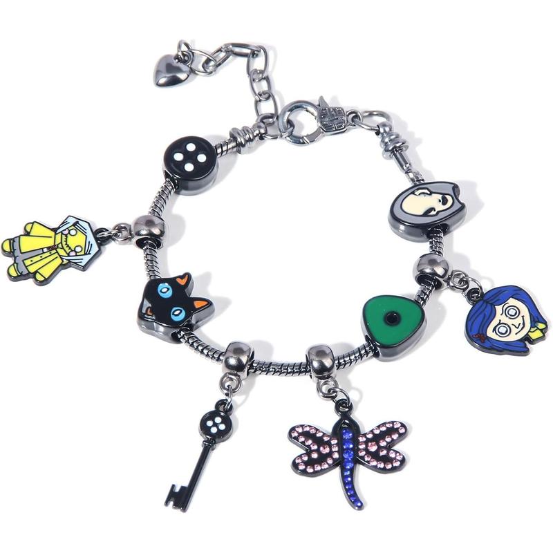 Coraline Charms Bracelet Key Seeing Stone Necklace - Halloween Costume Jewelry Gift for Women Men and Fans