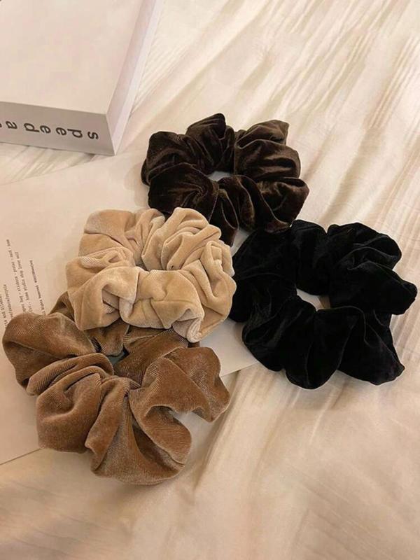 Solid Color Scrunchie, Elegant High Stretch Hair Tie for Women & Girls, Minimalist Headwear Suitable for Thick Hair