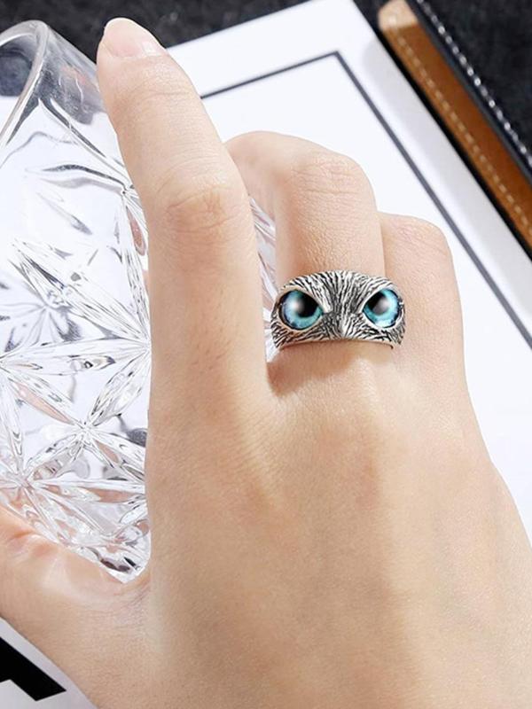 Unisex Casual Trendy Cute Owl Design Ring, Elegant Fashionable Ring, Men & Women Jewelry Accessories For Daily & Party