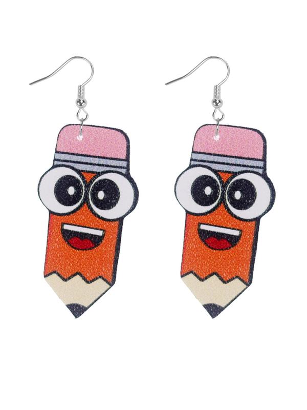 Cute Cartoon School Themed Dangle Earrings, Fashionable Jewelry for Women, Daily Clothing Decor, Trendy All-match & Exquisite Jewelry for Birthday Gift