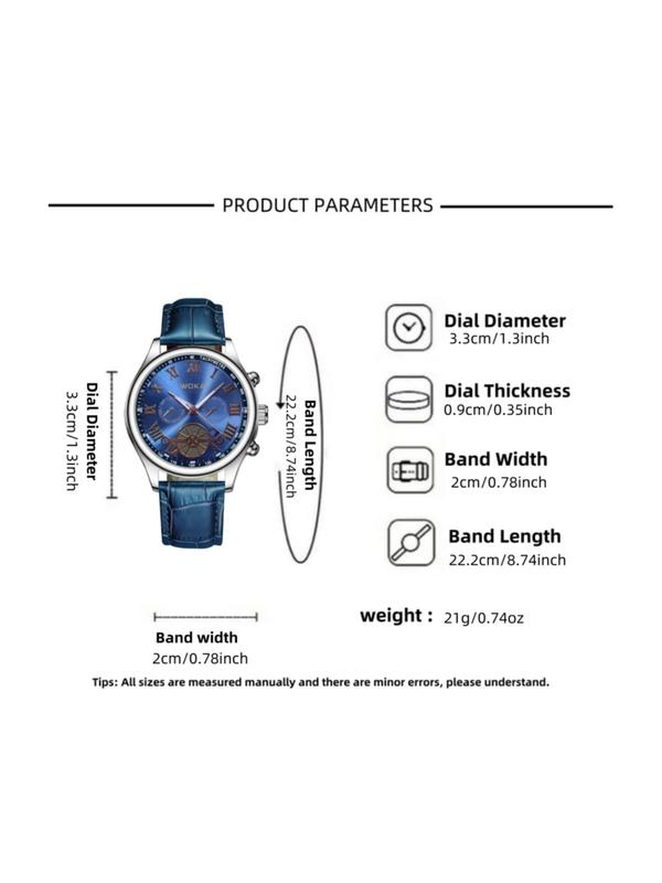 Men's Business Round Dial Analog Quartz Watch, Fashion Sporty Watch for Party, Daily Decor, Trendy All-match & Exquisite Watch for Birthday Gift with Box