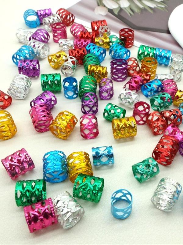 Colorful Hollow Out Design Hair Rings, Fashionable Hair Jewelry for Braids, Dreadlocks Beads for Women and Girls, Braids Hair Decorations