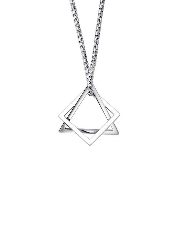 Men's Punk Style Triangle Shaped Pendant Necklace, Trendy Stainless Steel Jewelry for Party, Daily Clothing Decor, Gifts for Boy