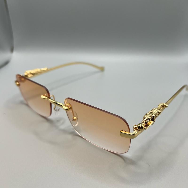 Gold Frame Tiger Sunglasses Multi Colors Rimless Shades Outdoor Indoor All season Uv400  protection Sunglasses For Men And Women.