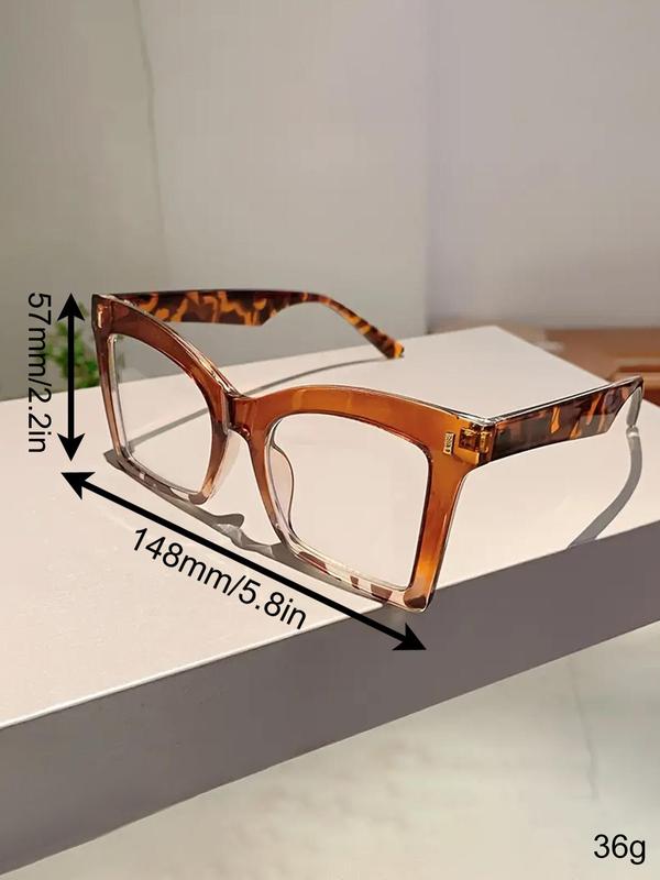 Large Frame Eyeglasses for Everyday Use, Fashion Ombre Leopard Frame Eyeglasses for Women & Men, Fashion Eyeglasses for Work, Daily Clothing Decor, Perfect for Student Daily Use