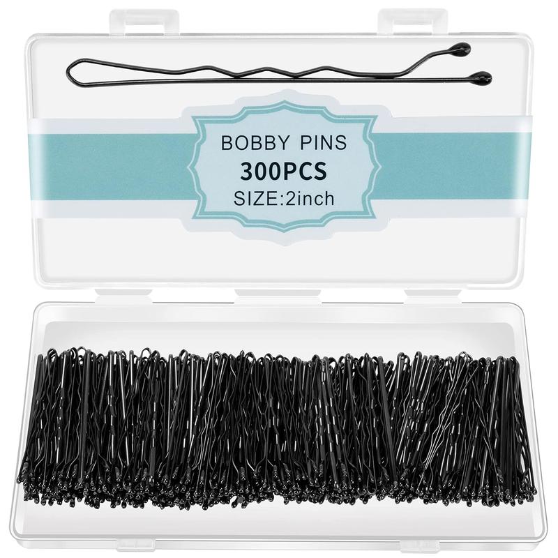 300 Bobby Pins Black, Black Hair Pins for Women , Invisible Wave Hair clips Bulk Storage box, Pain-Free Hairpins 2 Inch Black