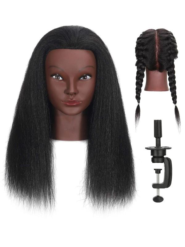 16 Inch Long Straight Hair Mannequin Head, Hairdresser Cosmetology Mannequin Doll Head, Practice Braiding Hairdressing Tool