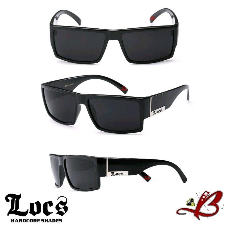 Locs OG Square Gangster Lowrider Sunglasses Street Smoke Black Frame Dark Lens Silver Accent  Full Rim Shades |Original & Authentic Locs