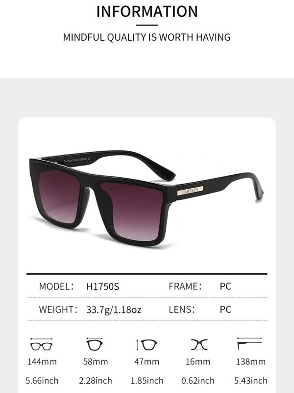 Unisex Simple Style Sunglasses, Casual Square Frame Glasses Trends 2024 for Women for Everyday Summer Vacation Beach Use, Fashion Accessories for Outdoor Activities