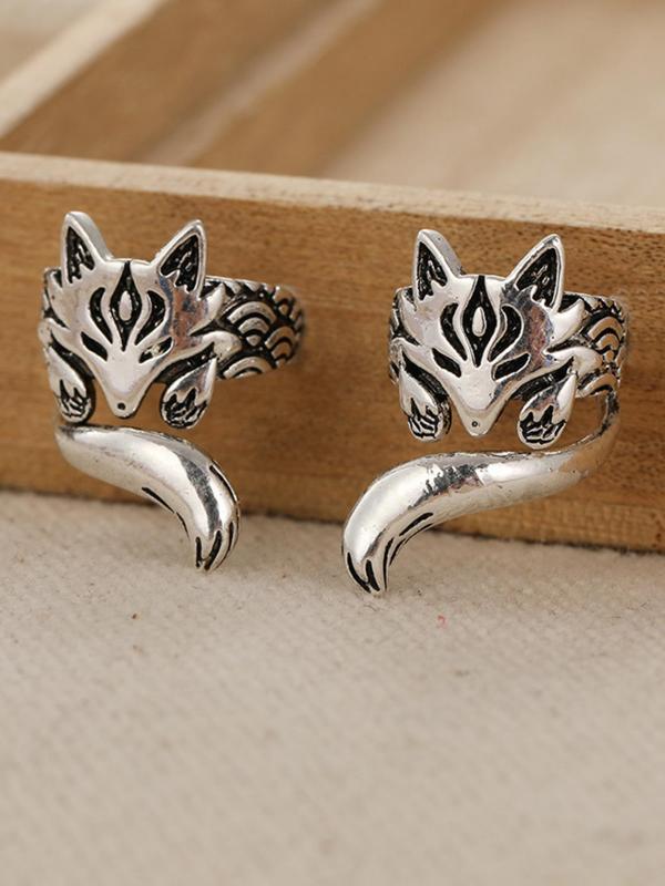 Vintage Fox Design Ear Cuff, Fashionable Earrings for Women & Girls, Trendy All-match & Exquisite Jewelry for Birthday Gift