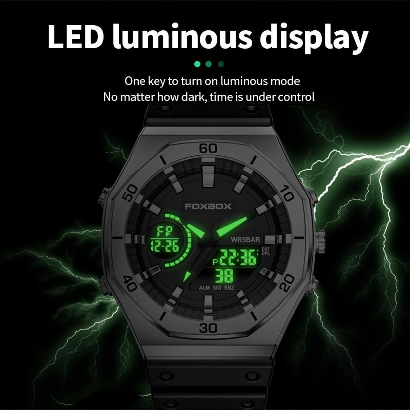 1Pc Men's Watch, Waterproof Double Screen Watch, Men's LED Alarm Clock Watch, Sports Watch, Ideal for Gifts