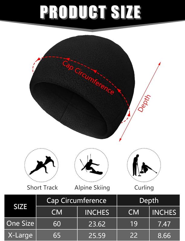 6 count Winter Watch Skull Cap Men Warm Polar Fleece Beanie Hat Thick Windproof Unisex for Outdoor Exercising