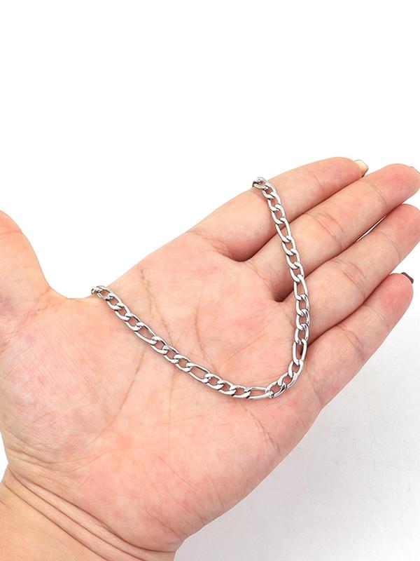 Men's Simple Stainless Steel Matching Chain Necklace, Casual Versatile Trendy Jewelry, Minimalist Classic Fashion Accessories for Daily Wear